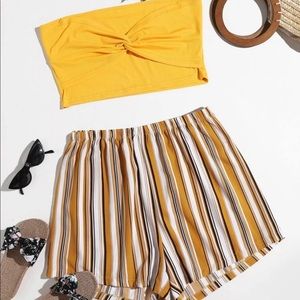 Twist Top and Striped Shorts Outfit